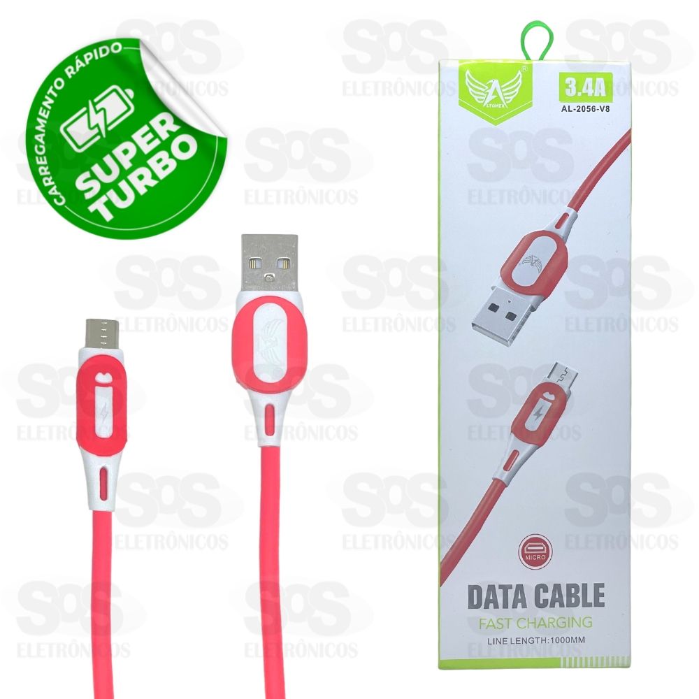 Cabo De Dados Micro USB V8 Emborrachado Altomex AL-2056-V8