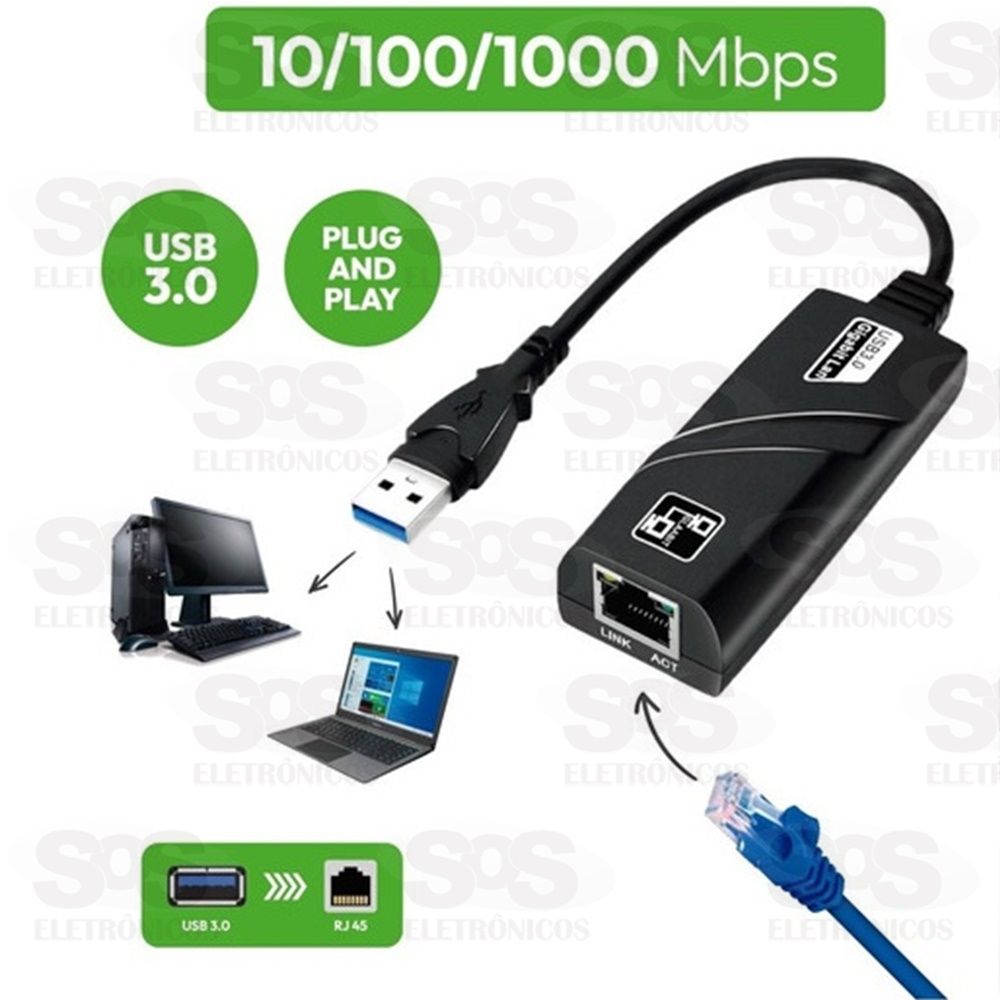 Adaptador Conversor USB 3.0 Para RJ45 Altomex AU-25 