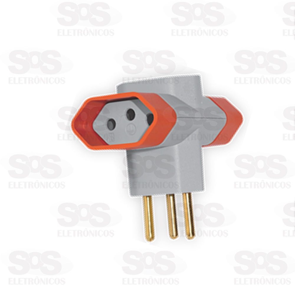 Adaptador 3 Saidas 2P + T Com 10 Unidades 10A /250V Luster 1043/1044