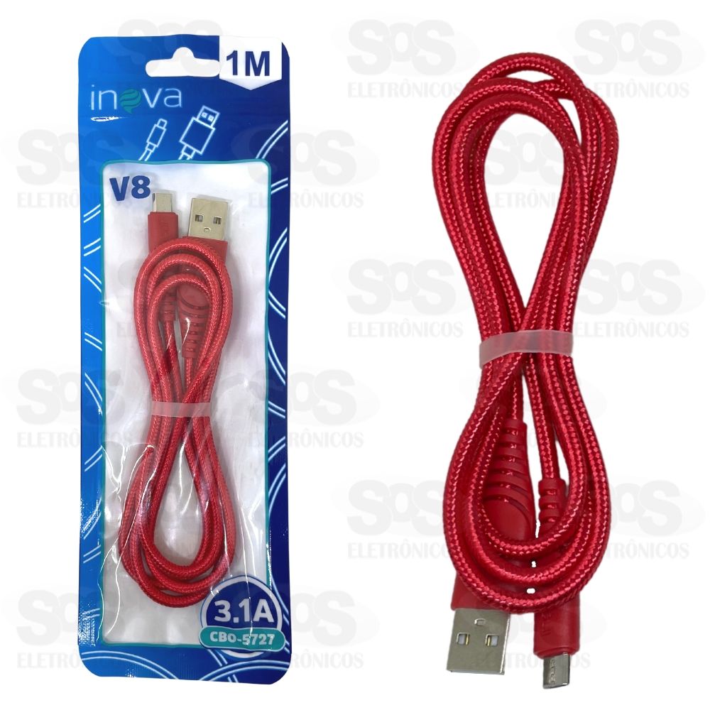 Cabo de nylon micro usb v8 1 metro 3 1a inova cbo 5727