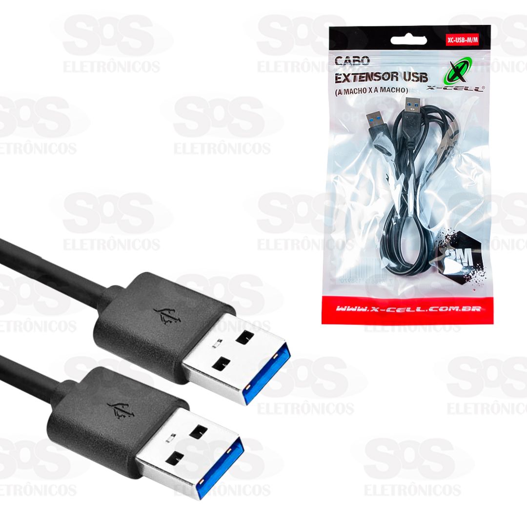 Cabo Extensor USB Macho Para USB Macho 2 Metros X-Cell XC-USB-M/M