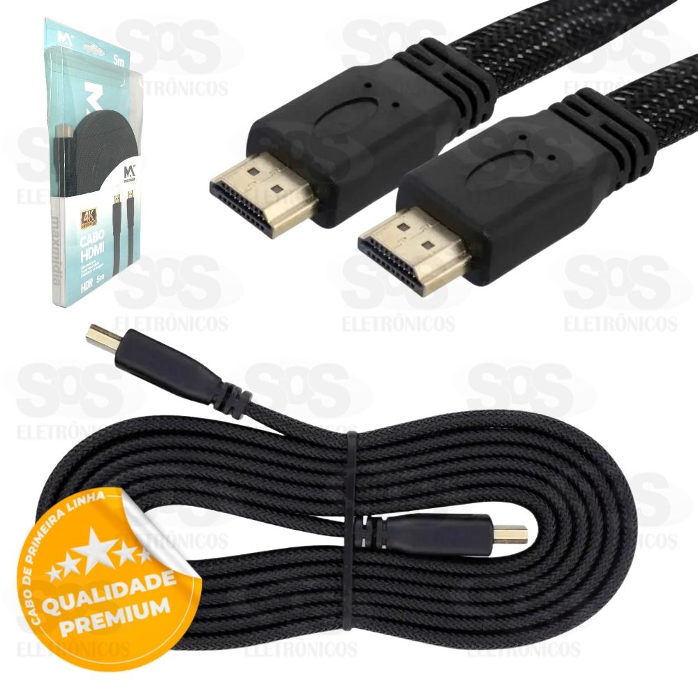 Cabo HDMI x HDMI 5 Metros Blindado Maxmidia