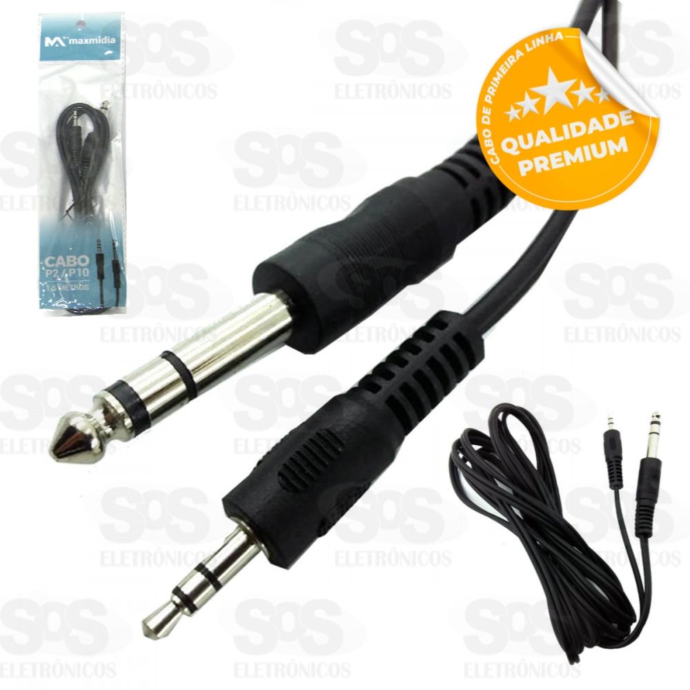 Cabo P10 x P2 1,5 Metros Stereo Maxmidia