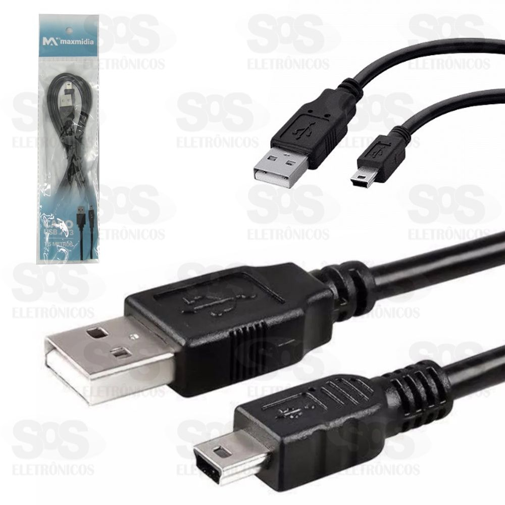 Cabo Mini USB V3 3 Metros Alta Velocidade Maxmidia