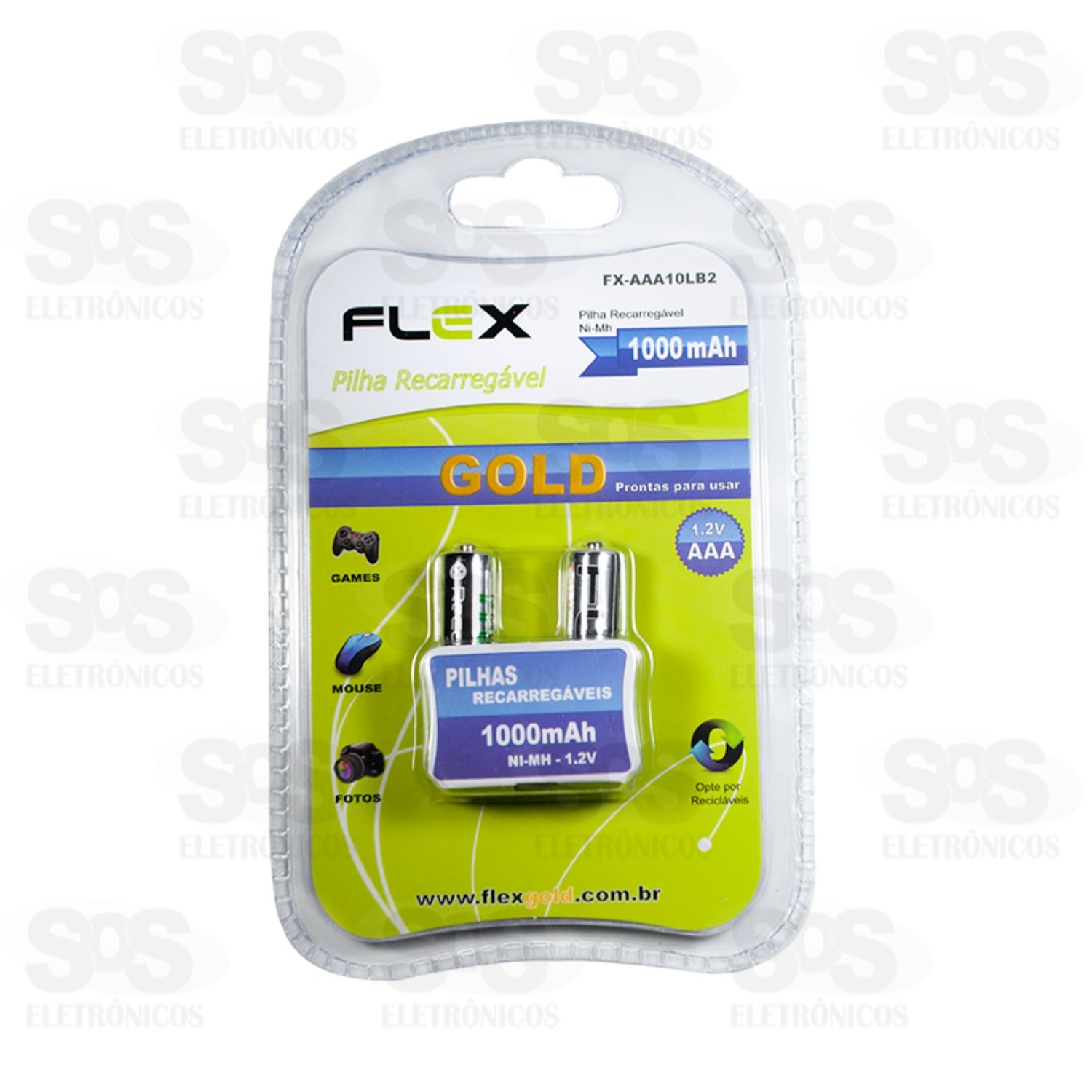 Pilha Recarregvel AAA 1000 mAh Flex