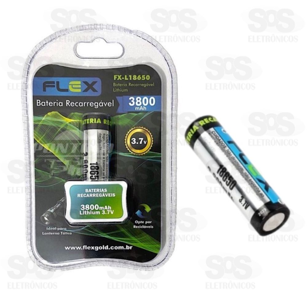 Bateria Recarregvel 3.7V Para Lanterna Flex FX-L18650