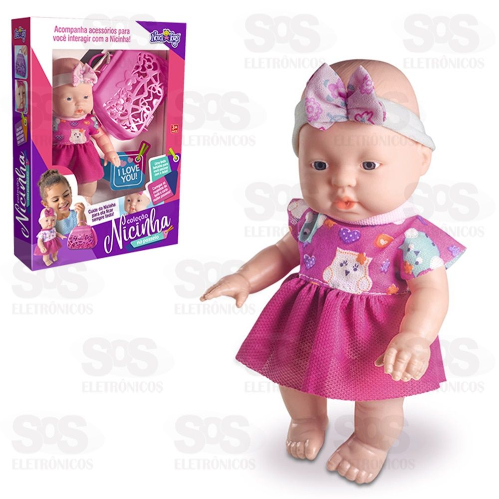 Boneca Nicinha Passeio Com Bolsa Nova Toys 1118