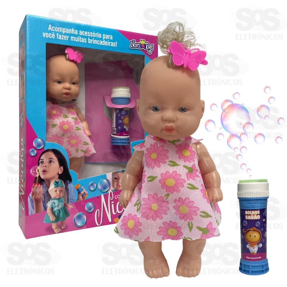 Boneca Nicinha Com Bolha De Sabo Nova Toys 1139