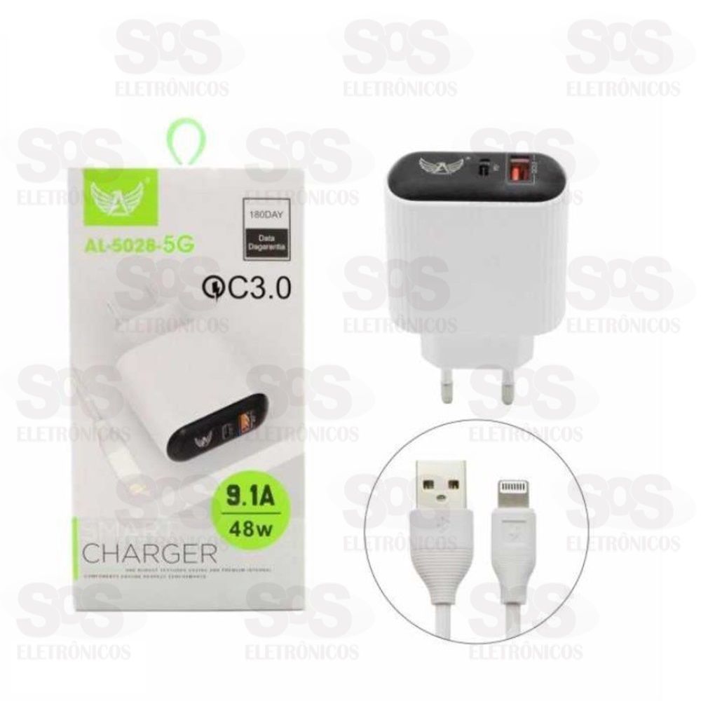 Carregador Inteligente 48W Iphone com 1 USB + Type-c 9.1A  Altomex AL-5028