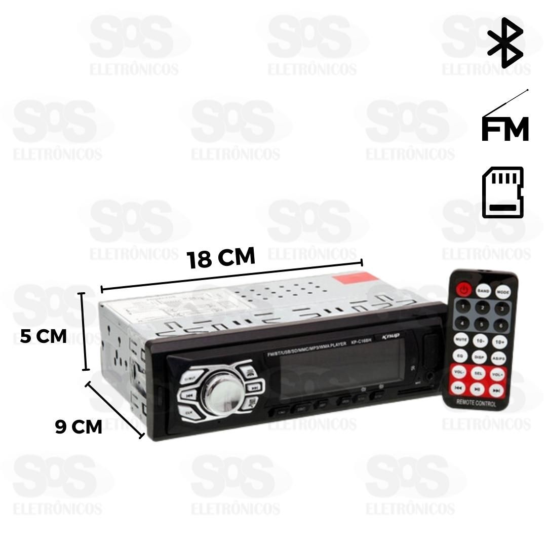 Som Automotivo Led Com Bluetooth Knup KP-C16BH 