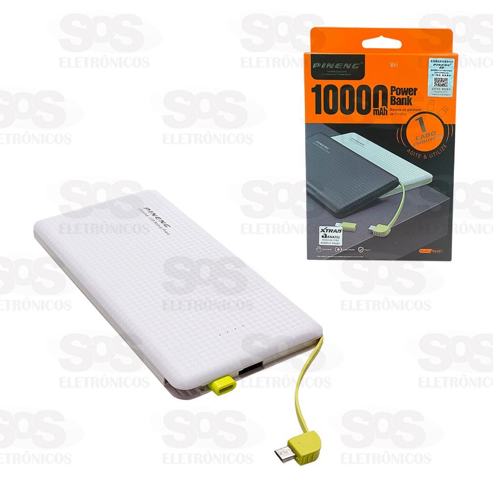 Carga Extra 10.000 mAh Micro USB V8 Com Adaptador Iphone Pineng PN-951