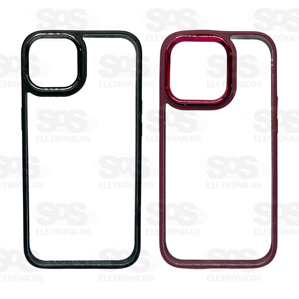 Capa Transparente Borda De Luxo Iphone 14 Plus Cores Sortidas