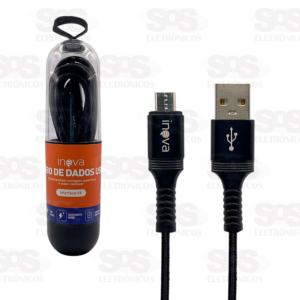 Cabo De Dados Micro USB V8 Tubo 2 Metros Inova CBO-6078 