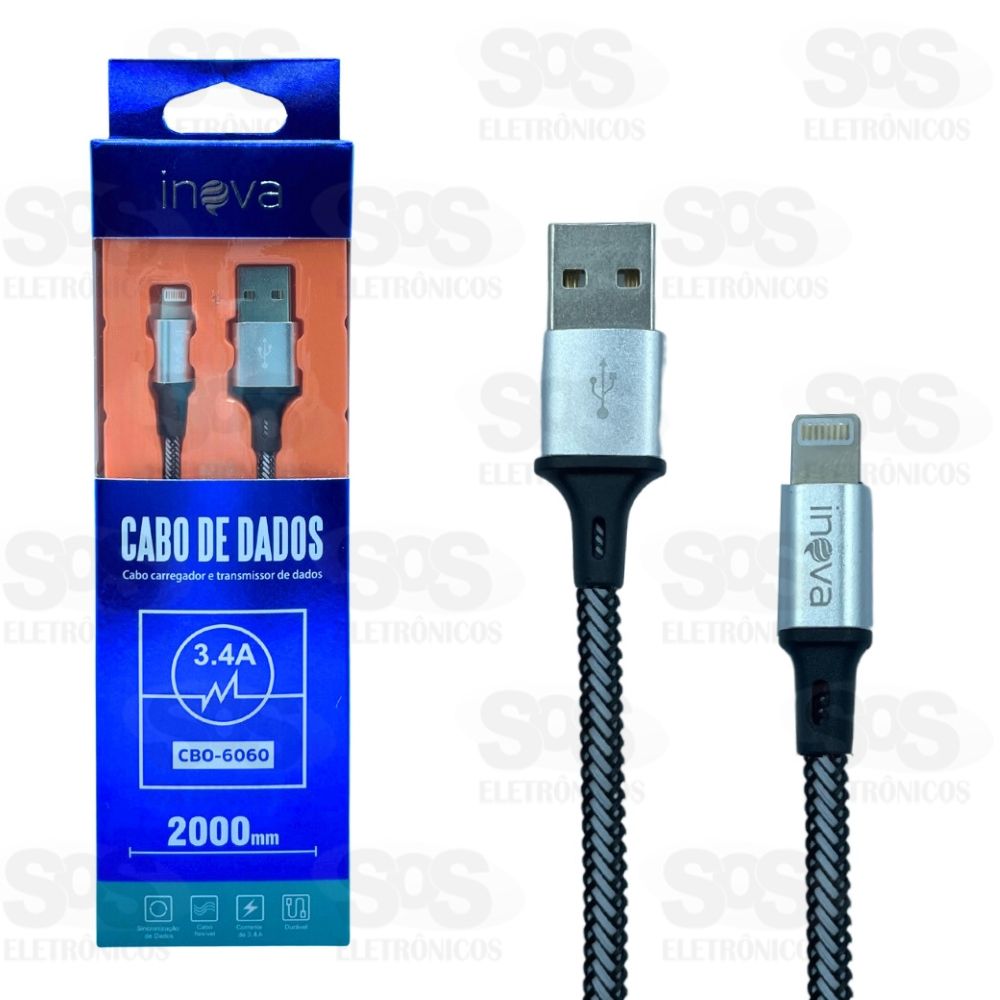 Cabo De Dados Rpido 3.4A Iphone 2 Metros Inova CBO-6060