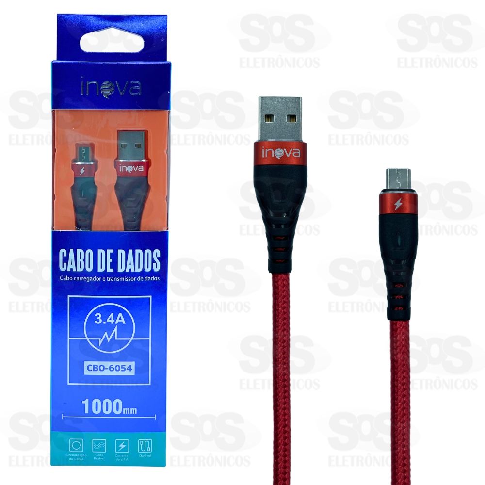 Cabo De Dados Rpido 3.4A Micro USB V8 1 Metro Inova CBO-6054