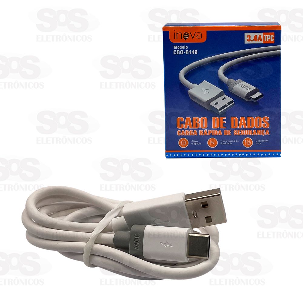 Cabo De Dados Rpido Type C 1.2 Metros 3.4A Inova CBO-6149