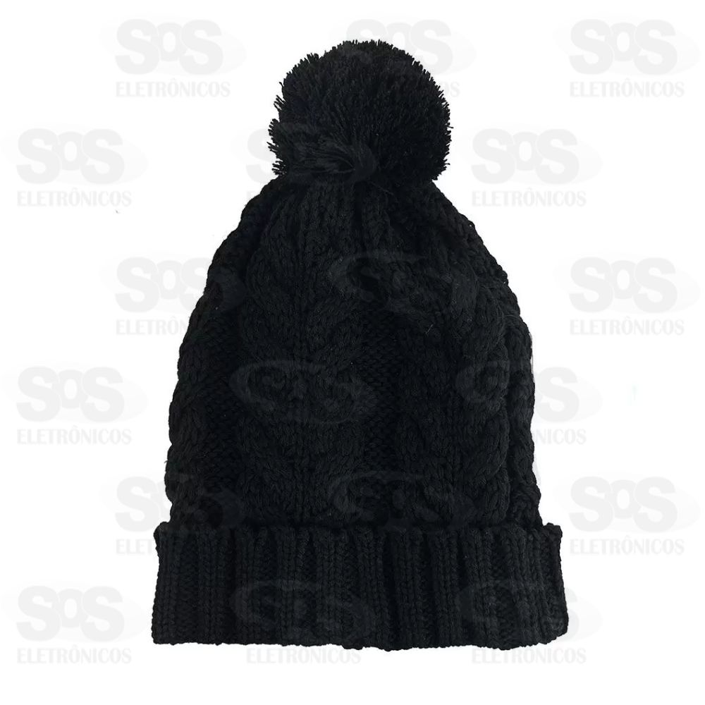 Gorro Croch Com Forro Macio E Pompom B-11