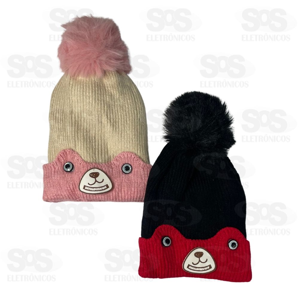 Gorro Infantil Cachorrinho Croch Com Forro E Pompom B-24