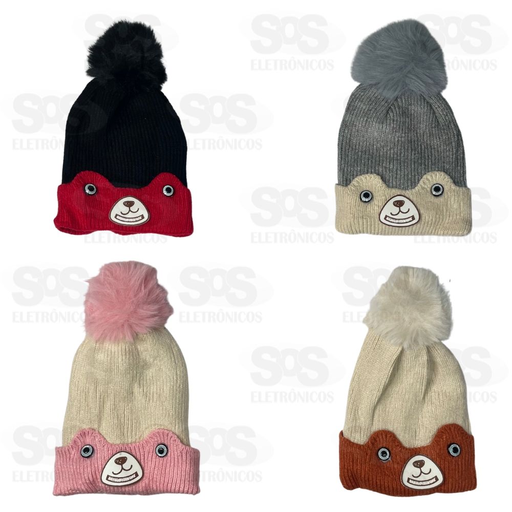 Gorro Infantil Cachorrinho Croch Com Forro E Pompom B-24