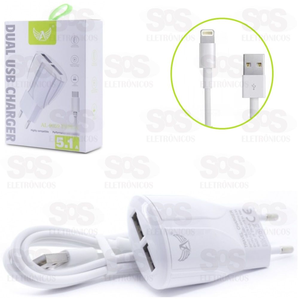 Carregador Com Cabo Iphone 2 USB 5.1A Altomex al-9059-5G