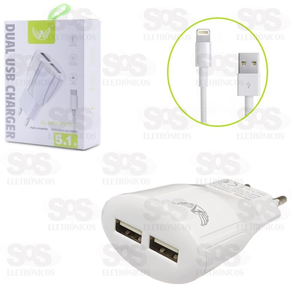 Carregador Com Cabo Iphone 2 USB 5.1A Altomex al-9059-5G