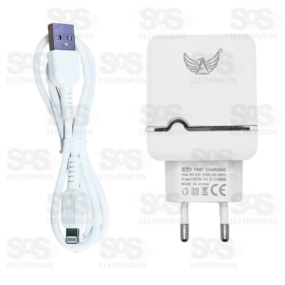 Carregador 2 USB 5.1A Com Cabo Iphone Altomex AL-9309-5G