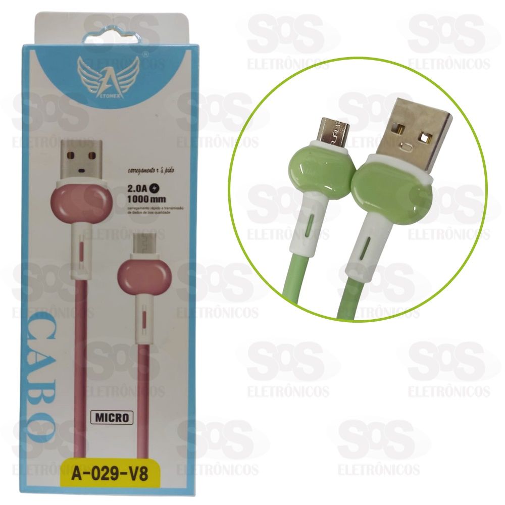 Cabo Micro USB V8 2.0A Com 1Metro Altomex A-029-V8