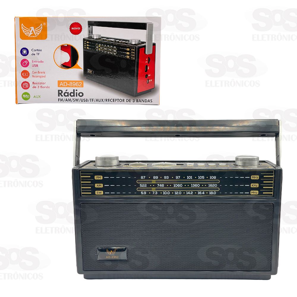Rdio Retr Bluetooth AM/FM 5W 3 Bandas Altomex AD-8962
