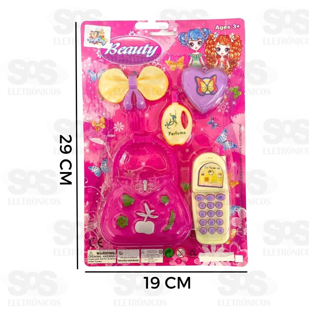 Kit Infantil Beleza com Celular e Acessrios 7 Peas Toy King TK-AB5056