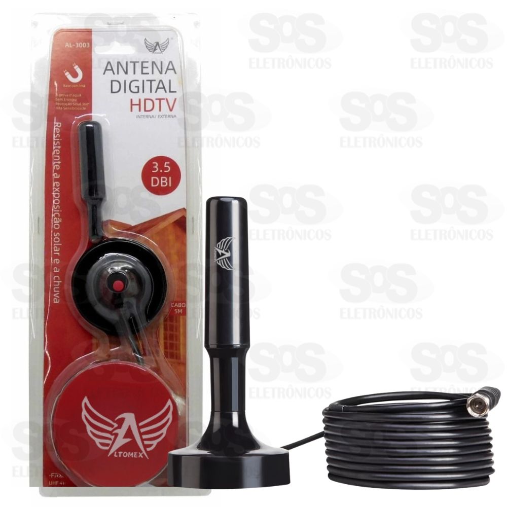 Antena Digital HDTV Base Com Im 5 Metros Altomex AL-3003