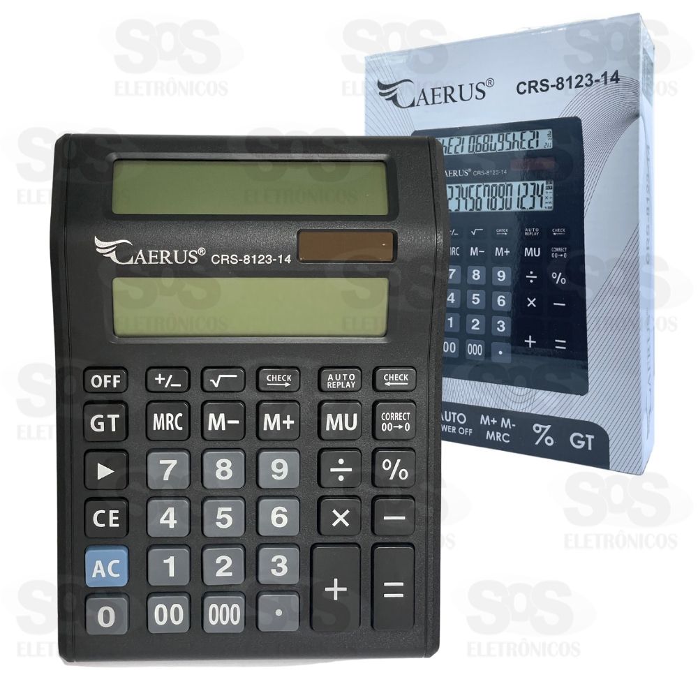 Calculadora 14 Dgitos Com Visor Duplo e Auto Replay Caerus CRS-8123-14