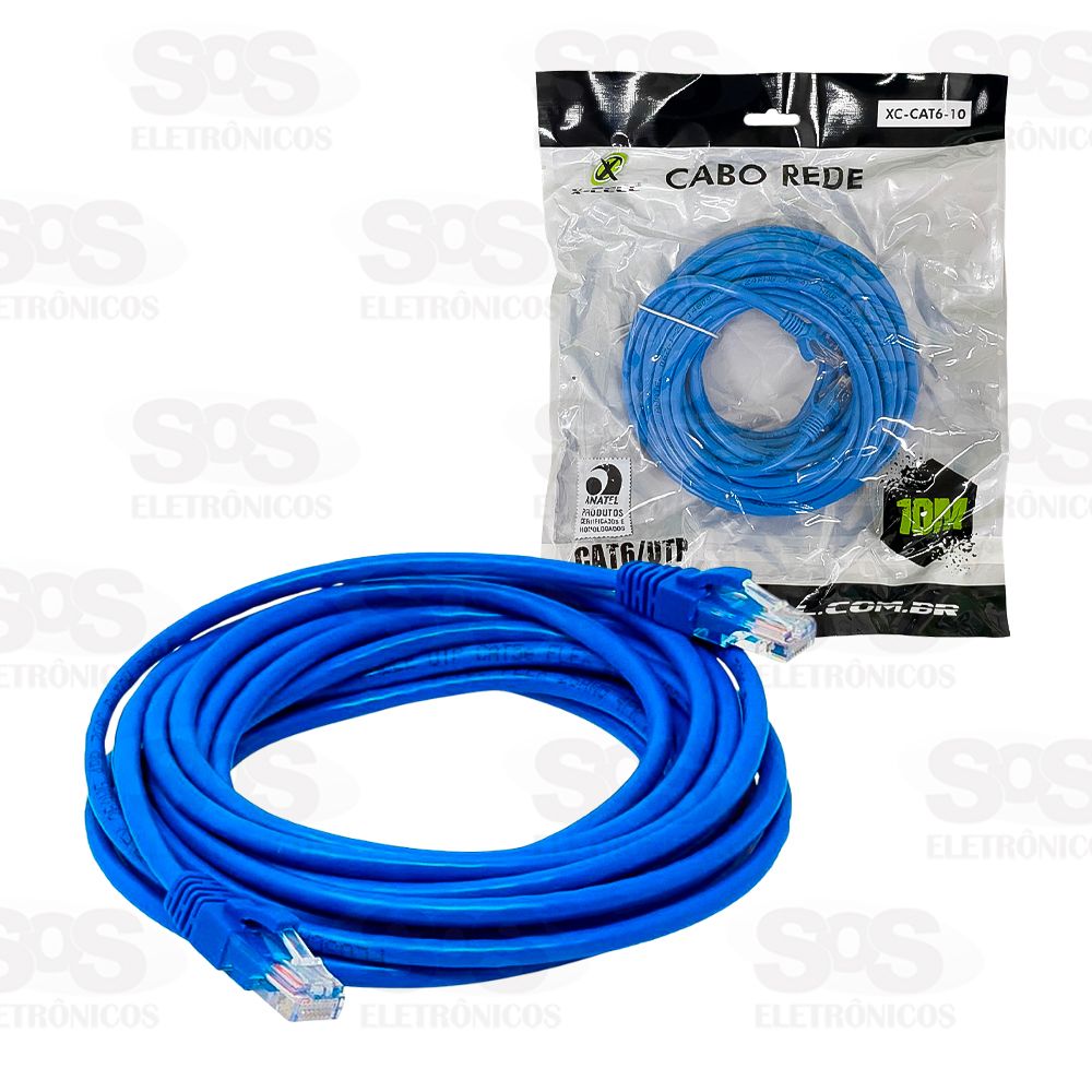 Cabo De Rede CAT6 LAN 10 Metros X-Cell XC-CAT6-10