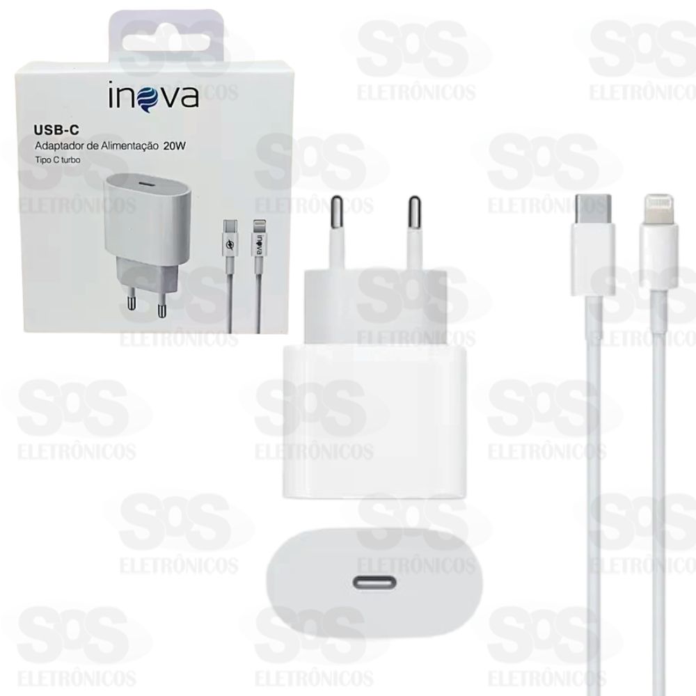 Carregador Fonte 20W Com Cabo Type-C Para Iphone Inova CAR-0094