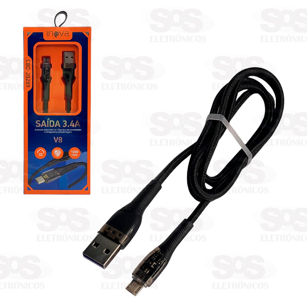 Cabo De Dados Micro USB V8 3.4A 1 Metro Inova CBO-20289