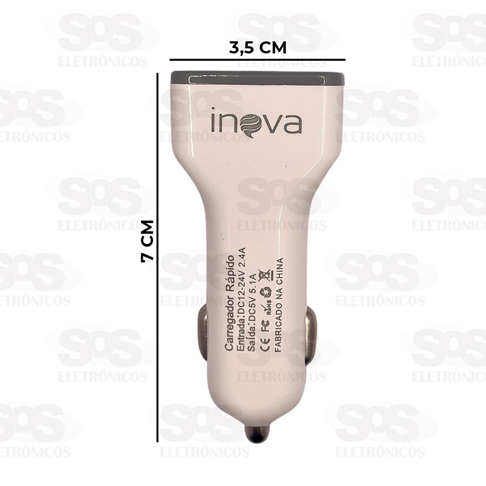 Carregador Veicular 3 USB Fonte 5.1A Unitrio Inova G32