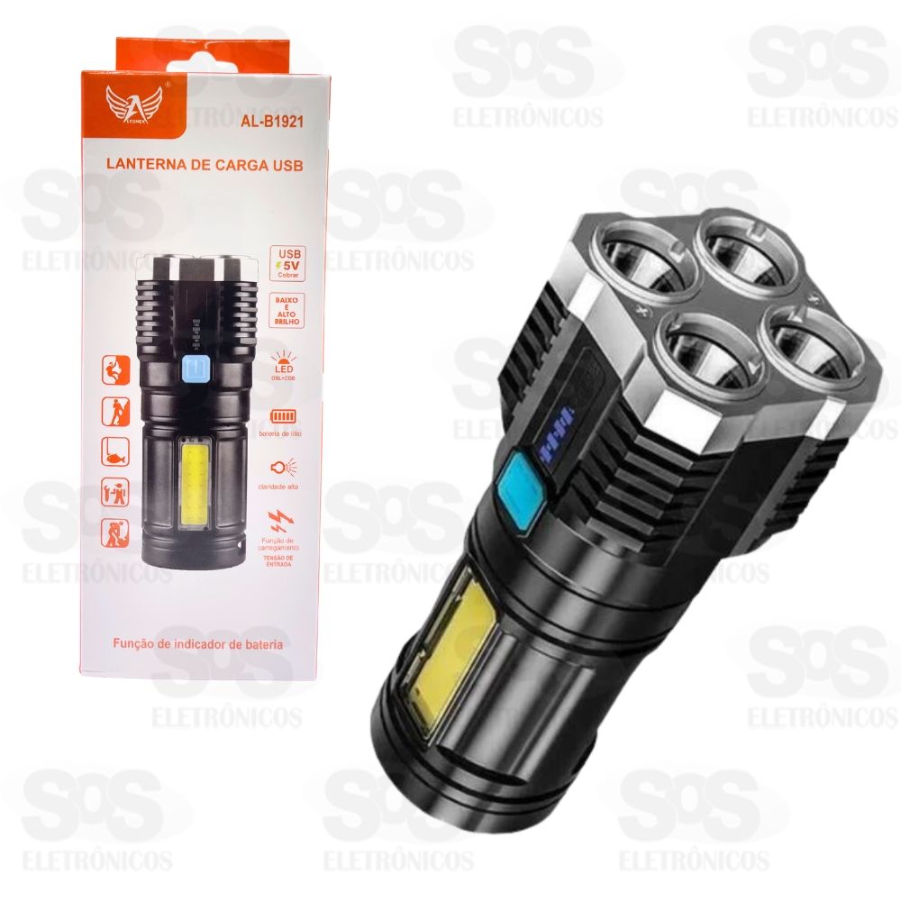 Lanterna De LED Recarregável Com Indicador De Bateria Altomex AL-B1921