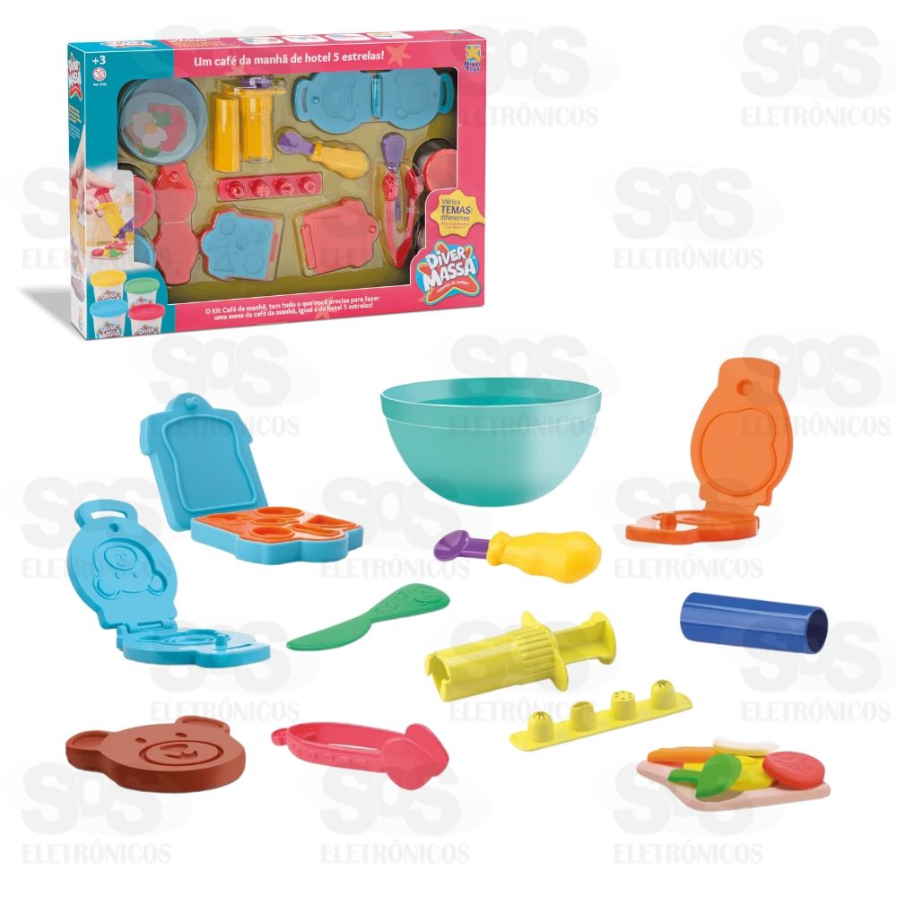 Kit Caf da Manh 5 estrelas Massa de Modelar 14 Peas Divertoys 8199