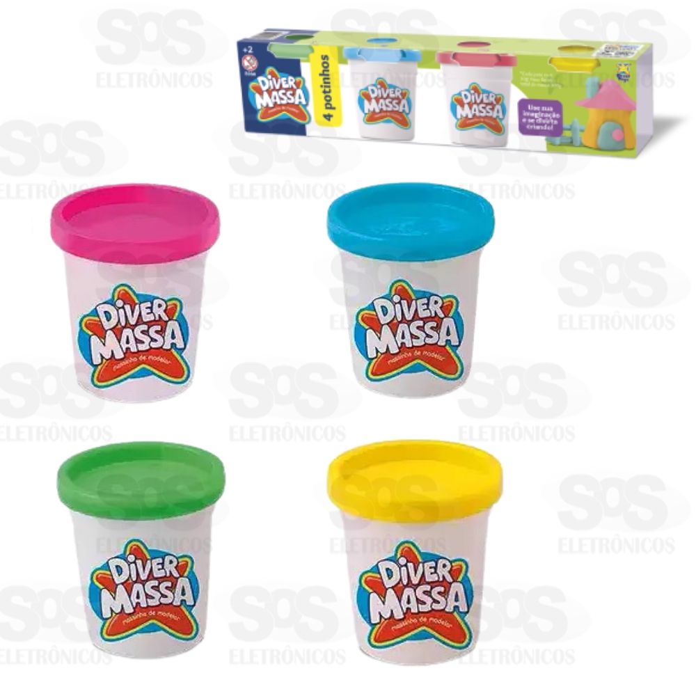 Kit Com 4 Potinhos Massa De Modelar Sortidos Divertoys 8064