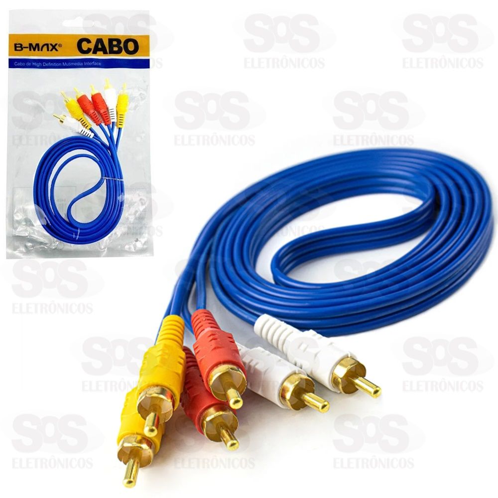 Cabo 3RCA+3RCA Ponta Dourada1.5 Metros B-Max 