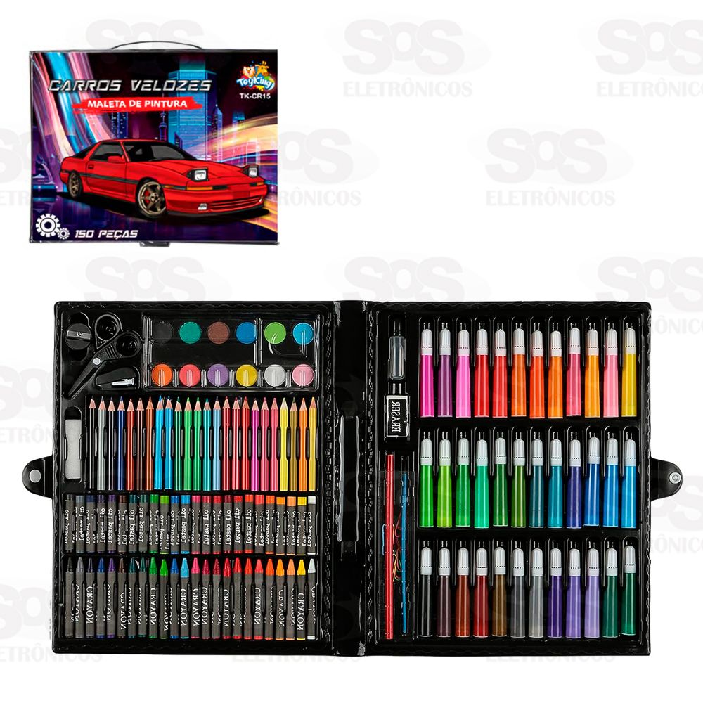 Kit Maleta De Pintura Carros Velozes 150 Peas Toy King TK-CR15