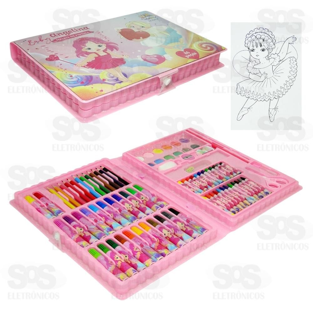 Kit Maleta De Pintura 86 Peças Baby Angelina Toy King TK-CR14