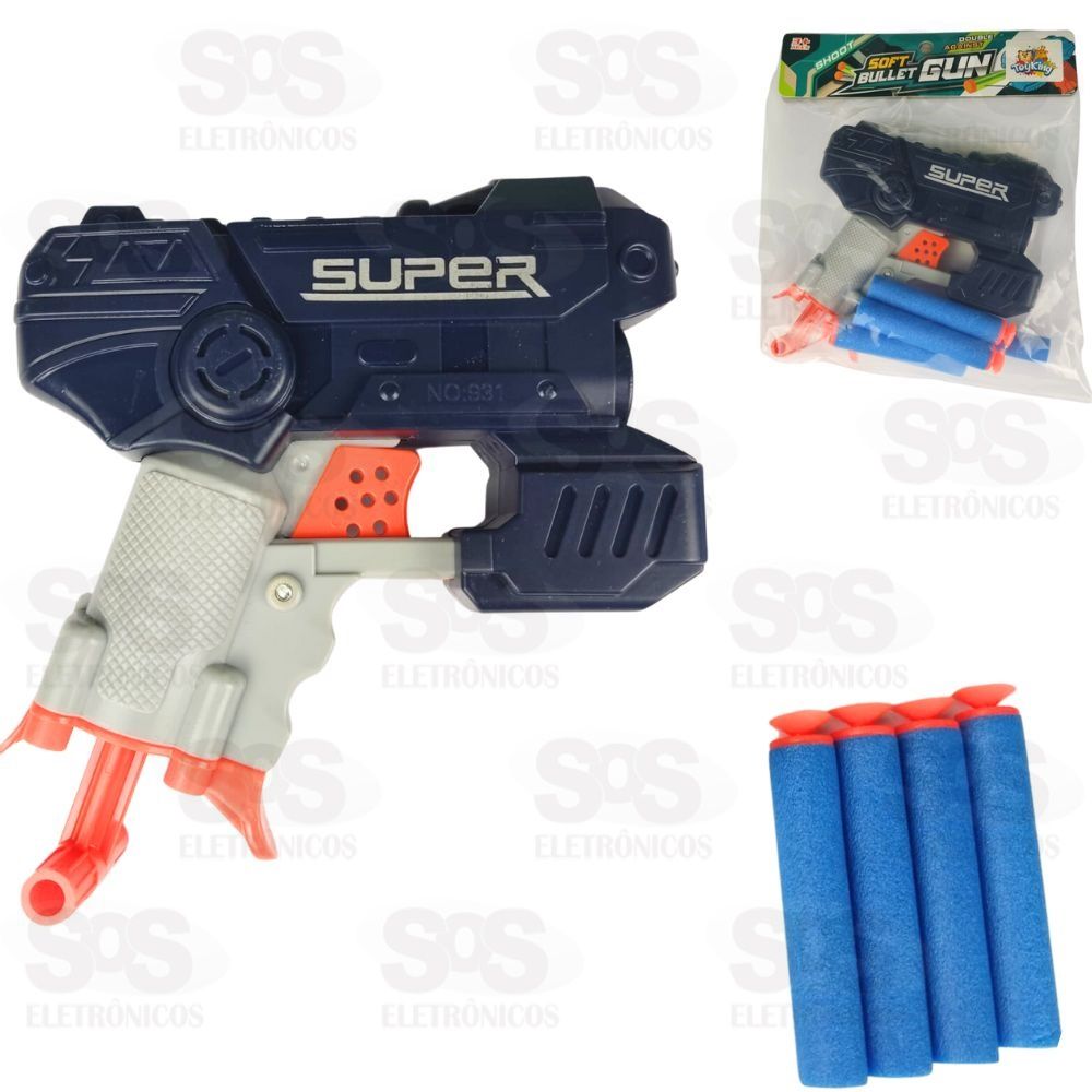 Kit 2 Arma Pistola Tipo Nerf Soft Bullet Guns Com 12 Dardos + Alvo