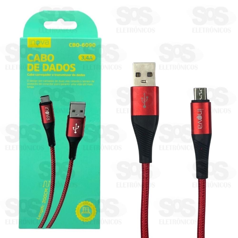 Cabo De Nylon Reforado Micro USB V8 2 Metros Inova CBO-6090