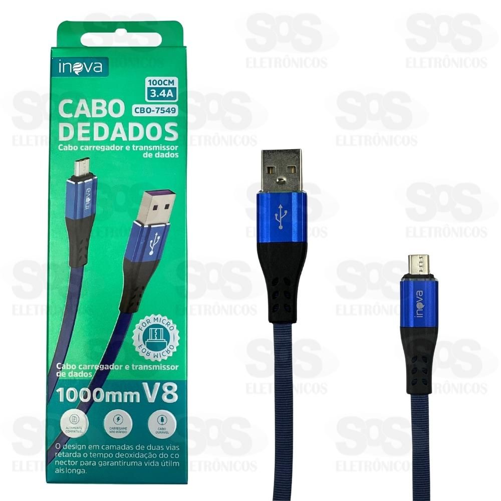 Cabo De Dados Reforado Duo Veludo Micro USB V8 1 Metro Inova CBO-7549