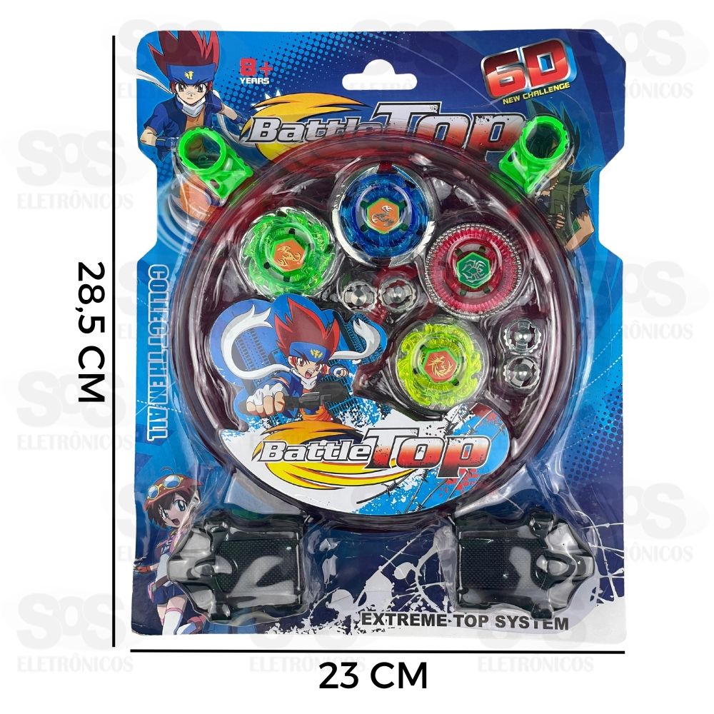 Kit Beyblade Battle Top 4 em 1 Com 13 Peas Toy King TK-1648