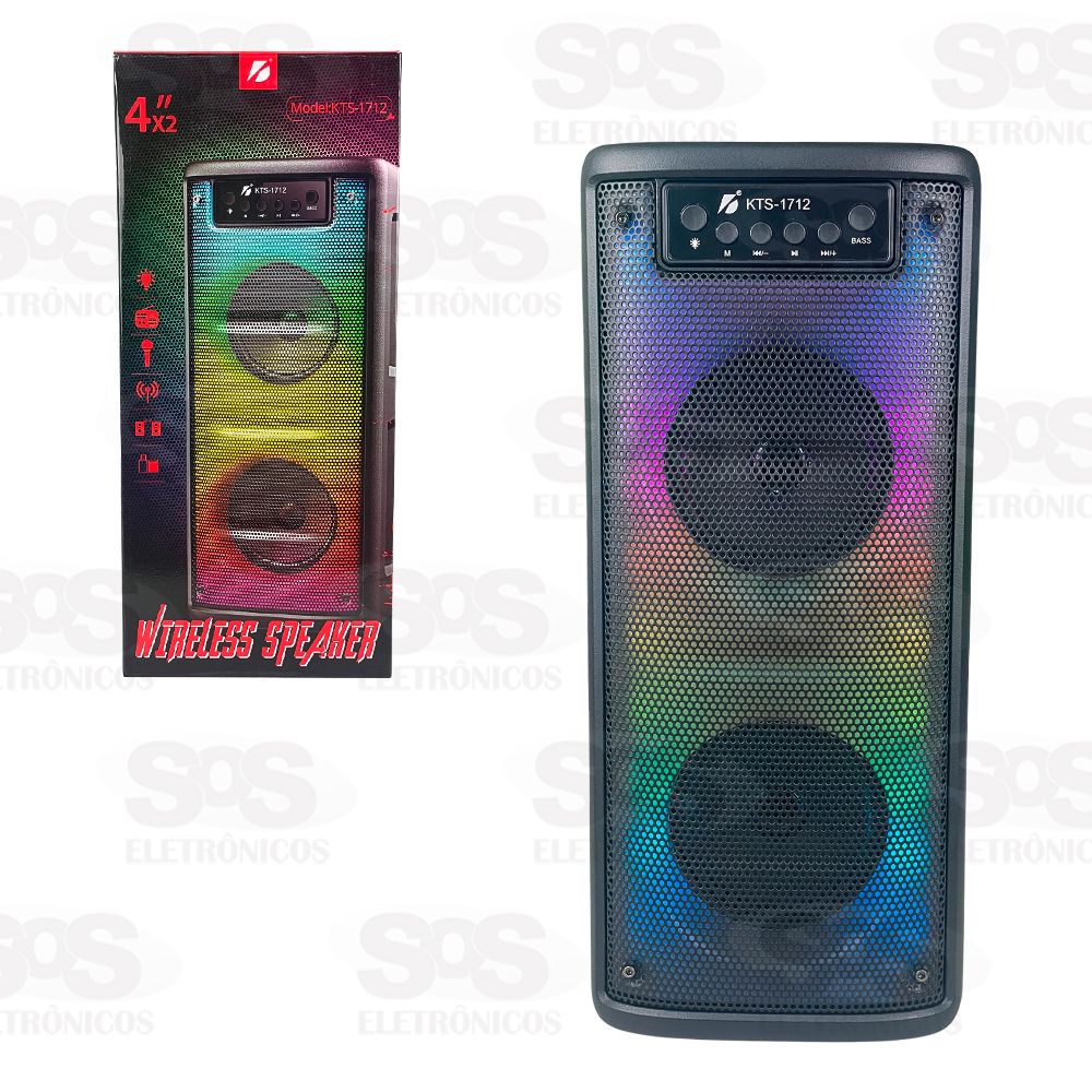 Caixa De Som 20W LED RGB Com Boto Bass KTS-1712