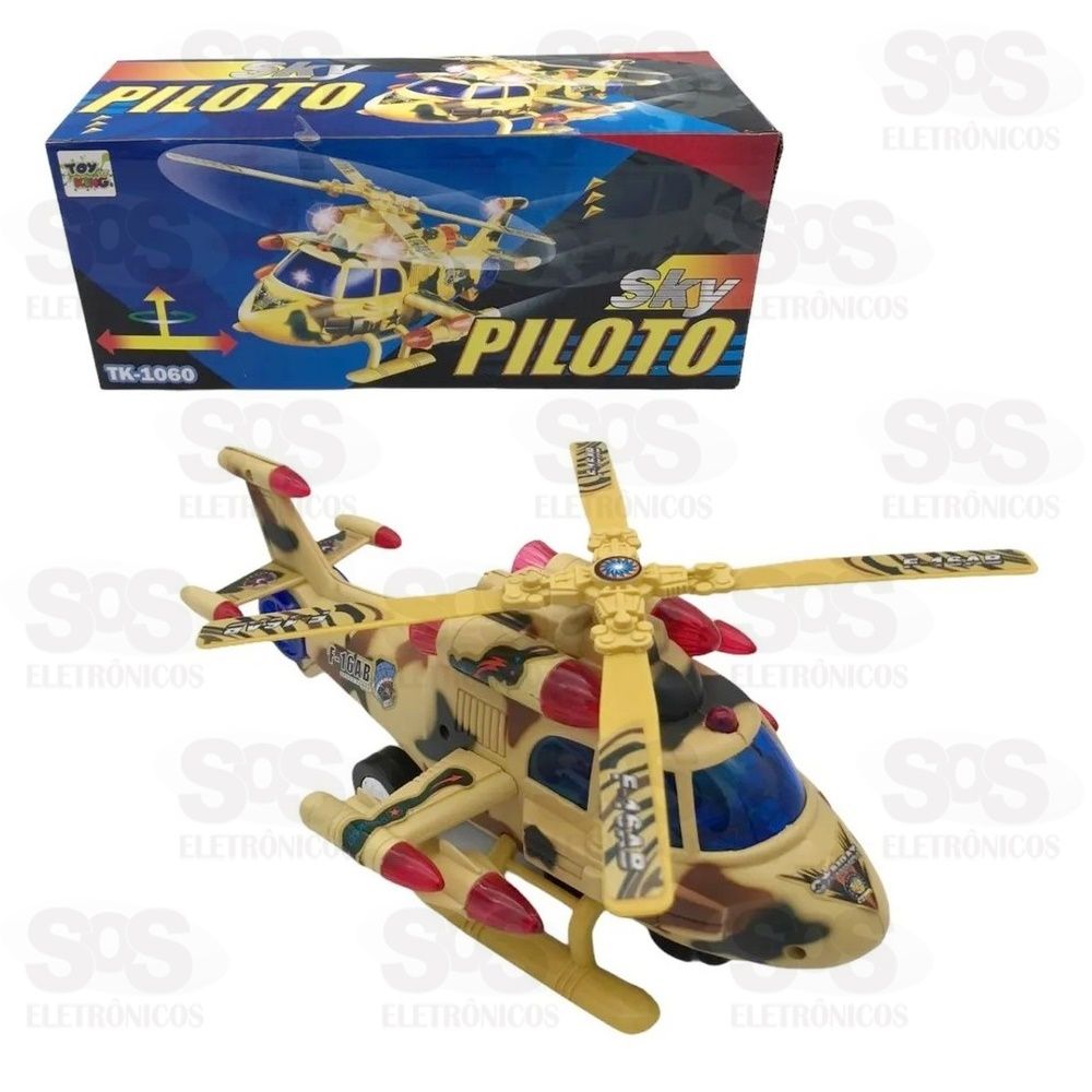 Helicptero Bate E Volta Com Som E Luzes Sky Piloto Toy King tk-1060