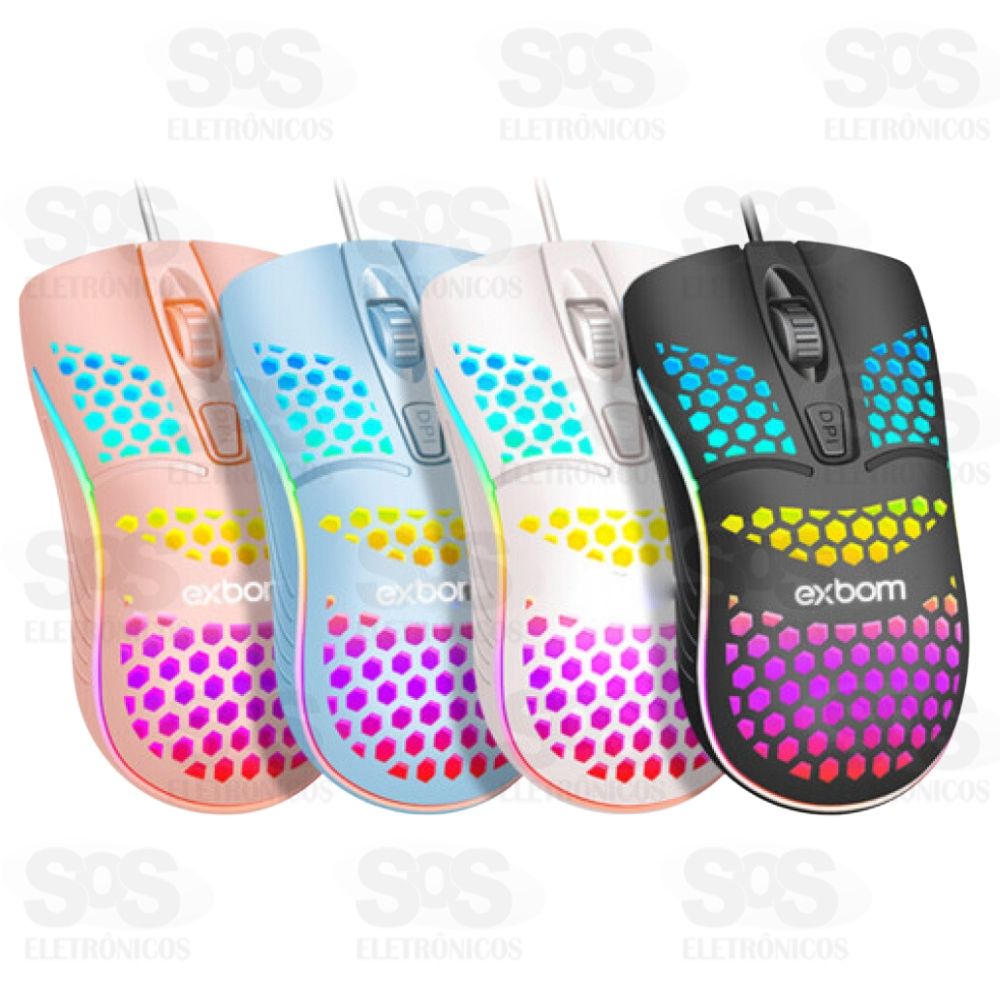 Mouse Gamer LED RGB USB 1600 DPI Exbom MS-C32