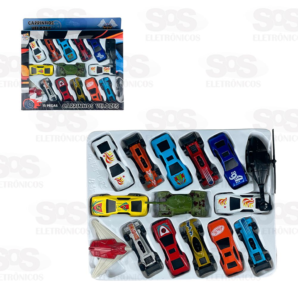 Kit Carrinhos Velozes de Plstico 15 Unidades Toy King TK-AB2784