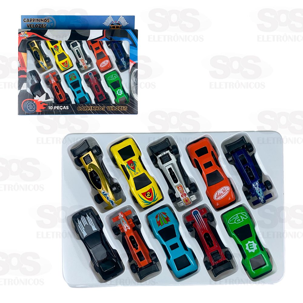 Kit Carrinhos Velozes de Plstico 10 Unidades Toy King TK-AB2783